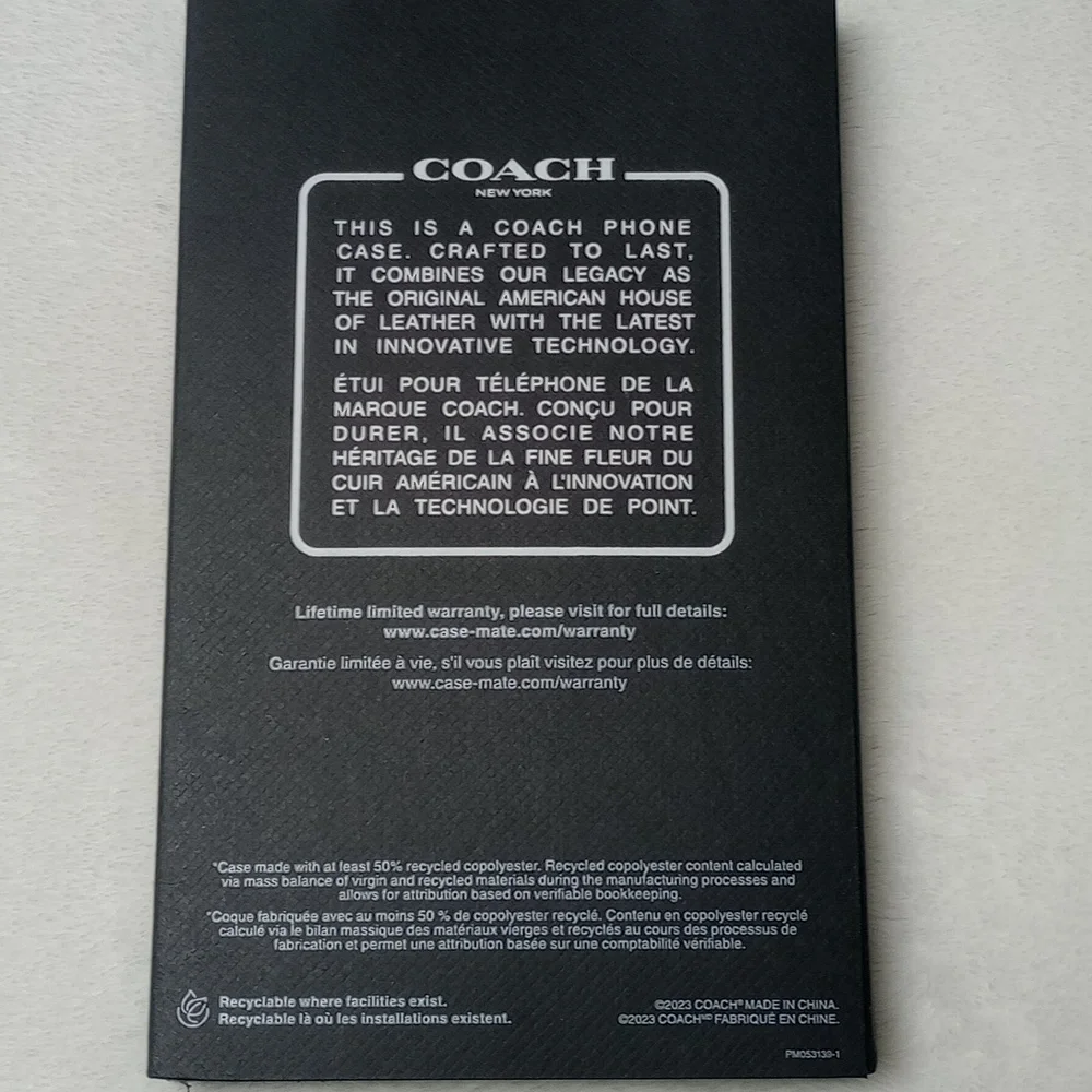 Coach Signature Black iPhone 15 Case